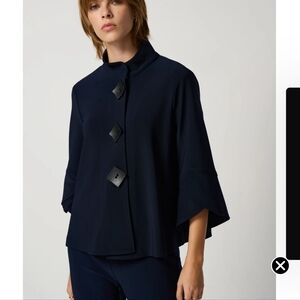 Joseph Ribkoff Navy Cape Jacket with Black Buttons